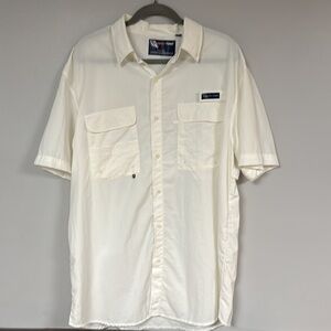 Spicy Tuna Fishing Shirt White Outdoor Vented Short sleeve Mesh Liner Pockets XL